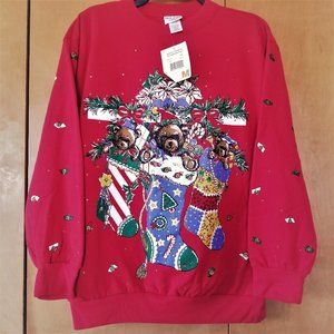 New Women's red Christmas graphic sweatshirt top